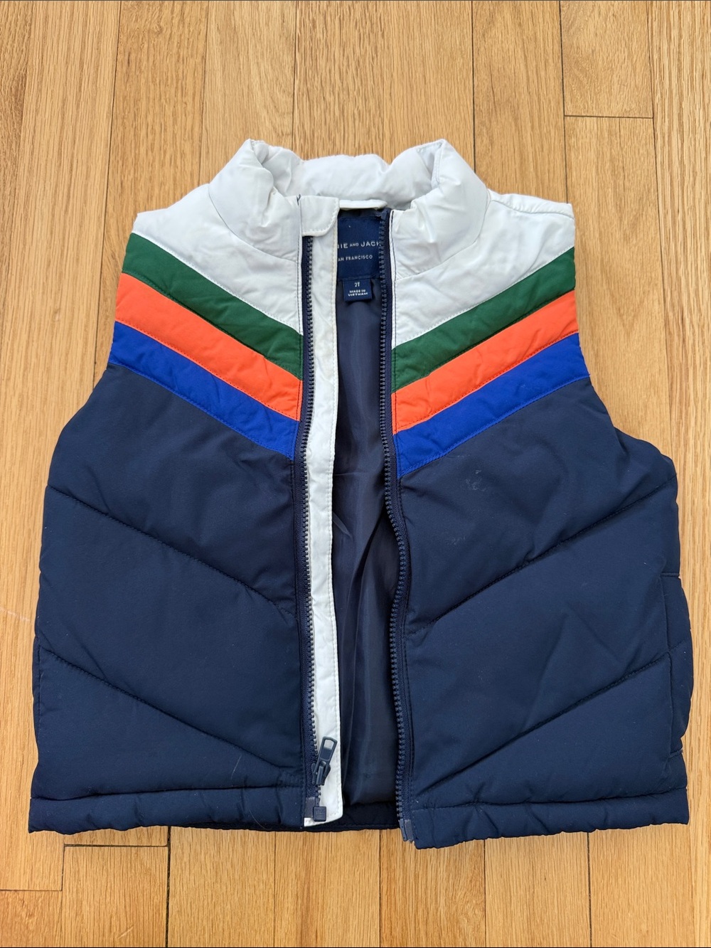 Janie and Jack Colorblock Windbreaker Jacket - Navy, White, Green, Orange